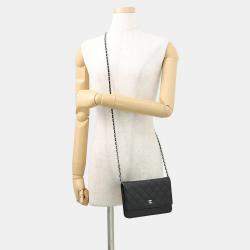 مملوكة مسبقًا محفظة شانيل سلسلة ماتلاسيه جلد كافيار أسود