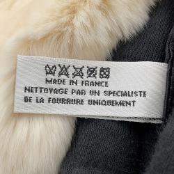 Pre Owned Chanel Fur Arm Warmer Chain Shoulder Bag White/Black Lapin