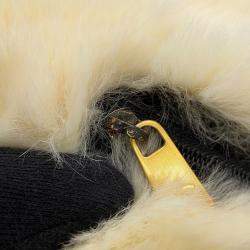 Pre Owned Chanel Fur Arm Warmer Chain Shoulder Bag White/Black Lapin