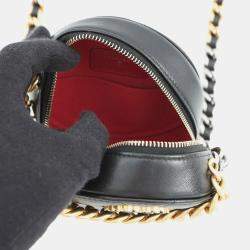 مملوكة مسبقًا Chanel Round Chain shoulder Bag Black Lambskin