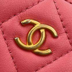 Pre Owned Chanel Round Cocoball Chain shoulder Bag Pink Lambskin