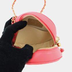 Pre Owned Chanel Round Cocoball Chain shoulder Bag Pink Lambskin