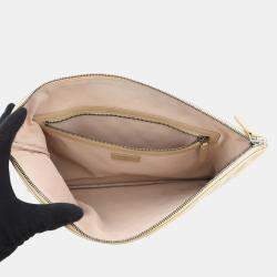 Pre Owned Chanel Matelasse Clutch Bag Beige Lambskin