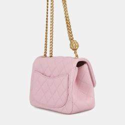 Pre Owned حقيبة شانيل ماتلاسي كامليا بسلسلة للكتف جلد خراف وردي بحجم ميني