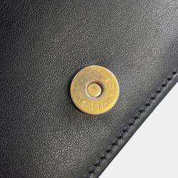 Pre Owned Chanel Boy Chanel Chain Wallet Black Caviar Leather