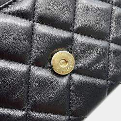 Pre Owned Chanel Matelasse Chainclutch Bag Black Lambskin Size Mini