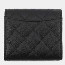 Pre Owned Chanel Matelasse Small Flap Wallet Black Caviar Leather