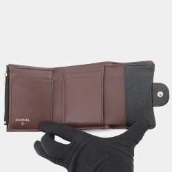 Pre Owned Chanel Matelasse Small Flap Wallet Black Caviar Leather
