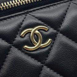 Pre Owned حقيبة شانيل فانتي كتف من جلد الحمل باللون الأسود