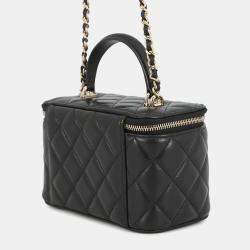 Pre Owned حقيبة شانيل فانتي كتف من جلد الحمل باللون الأسود