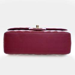 Pre Owned حقيبة شانيل بغطاء كلاسيكي صغير مستطيل من جلد الخروف للشاك تة