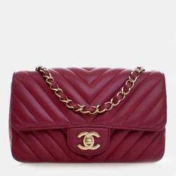 Pre Owned حقيبة شانيل بغطاء كلاسيكي صغير مستطيل من جلد الخروف للشاكتة