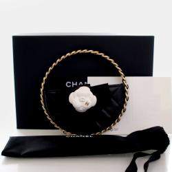 Pre Owned Chanel Round Camellia Mini Lambskin Leather Clutch Bag