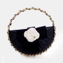 Pre Owned حقيبة كلتش شانيل مستديرة كامليا جلد خروف صغير