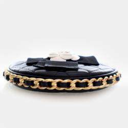 Pre Owned Chanel Round Camellia Mini Lambskin Leather Clutch Bag