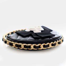 Pre Owned Chanel Round Camellia Mini Lambskin Leather Clutch Bag