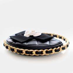 Pre Owned Chanel Round Camellia Mini Lambskin Leather Clutch Bag