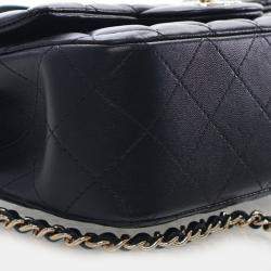 Pre Owned حقيبة شانيل كلاسيك فلاب صغيرة مستطيلة بمقبض علوي جلد خروف