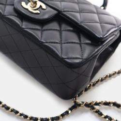 Pre Owned حقيبة شانيل كلاسيك فلاب صغيرة مستطيلة بمقبض علوي جلد خروف