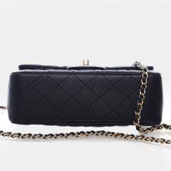 Pre Owned حقيبة شانيل كلاسيك فلاب صغيرة مستطيلة بمقبض علوي جلد خروف