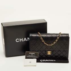 Pre Owned Chanel Black Quilted Leather Vintage Classic Single Flap Bag