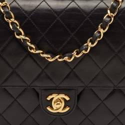 Pre Owned Chanel Black Quilted Leather Vintage Classic Single Flap Bag