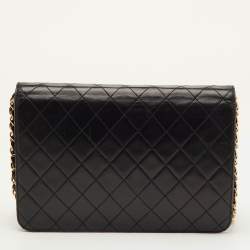 Pre Owned Chanel Black Quilted Leather Vintage Classic Single Flap Bag