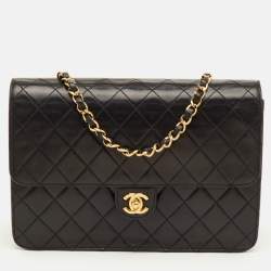 Pre Owned Chanel Black Quilted Leather Vintage Classic Single Flap Bag