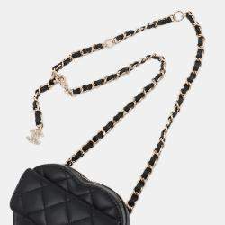 Pre Owned Chanel Black Mini Lambskin CC in Love Heart Belt Bag