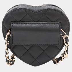 Pre Owned Chanel Black Mini Lambskin CC in Love Heart Belt Bag