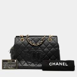 Pre Owned Chanel Black Petite Caviar Timeless Tote