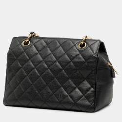 Pre Owned Chanel Black Petite Caviar Timeless Tote
