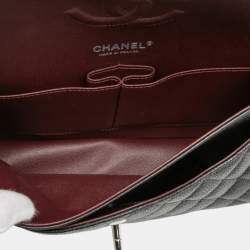 Pre Owned Chanel Black Medium Classic Caviar Double Flap