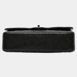 Pre Owned Chanel Black Medium Classic Caviar Double Flap