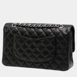 Pre Owned Chanel Black Medium Classic Caviar Double Flap