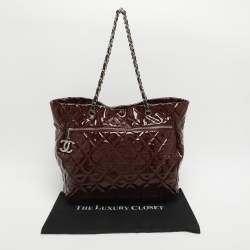 Pre Owned حقيبة شانيل توت جلد براءات اختراع مبطنة بني كبيرة