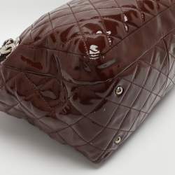 Pre Owned حقيبة شانيل توت جلد براءات اختراع مبطنة بني كبيرة