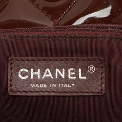 Pre Owned حقيبة شانيل توت جلد براءات اختراع مبطنة بني كبيرة