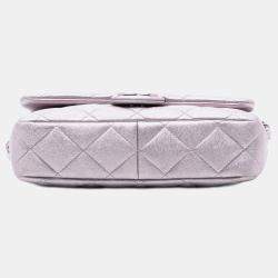 Pre Owned Chanel Pink CC Quilted Metallic Lambskin Single Flap