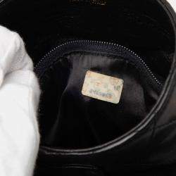 Pre Owned حقيبة شانيل حقيبة فانيتي سوداء صغيرة كانتين جلد خروف مبطن بشرابة