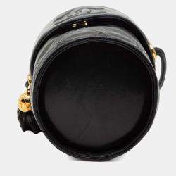 Pre Owned حقيبة شانيل حقيبة فانيتي سوداء صغيرة كانتين جلد خروف مبطن بشرابة