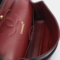 Pre Owned Chanel Matelasse Double Flap Shoulder Bag In Lambskin Leather Black