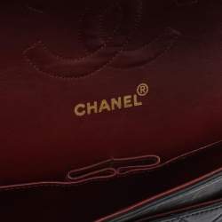 Pre Owned Chanel Matelasse Double Flap Shoulder Bag In Lambskin Leather Black