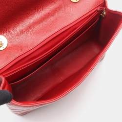مملوكة مسبقًا Chanel Bias-Stitch Shoulder Bag In Grained Calfskin Leather Red