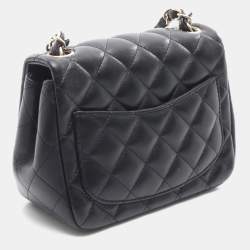 Pre Owned حقيبة كتف شانيل ميني ماتلاس جلد حملان أسود
