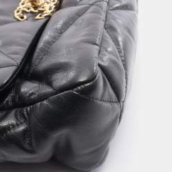 Pre Owned Chanel 19 Disneuf Matelasse Shoulder Bag Leather Black