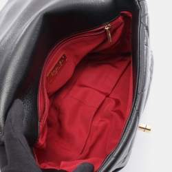 Pre Owned Chanel 19 Disneuf Matelasse Shoulder Bag Leather Black