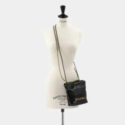 Pre Owned حقيبة شانيال 22 ميني ذات سلسلتين يد / كتف جلد أسود