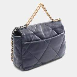 Pre Owned حقيبة شانيال 19 دسنيف ماتلاس جلد أزرق بحري