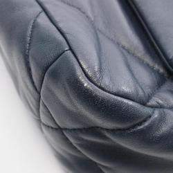 Pre Owned حقيبة شانيال 19 دسنيف ماتلاس جلد أزرق بحري